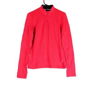 Under Armour Womens Sweatshirt Pink 1/4 Zip Heat Gear Fitted Pullover Stretch L